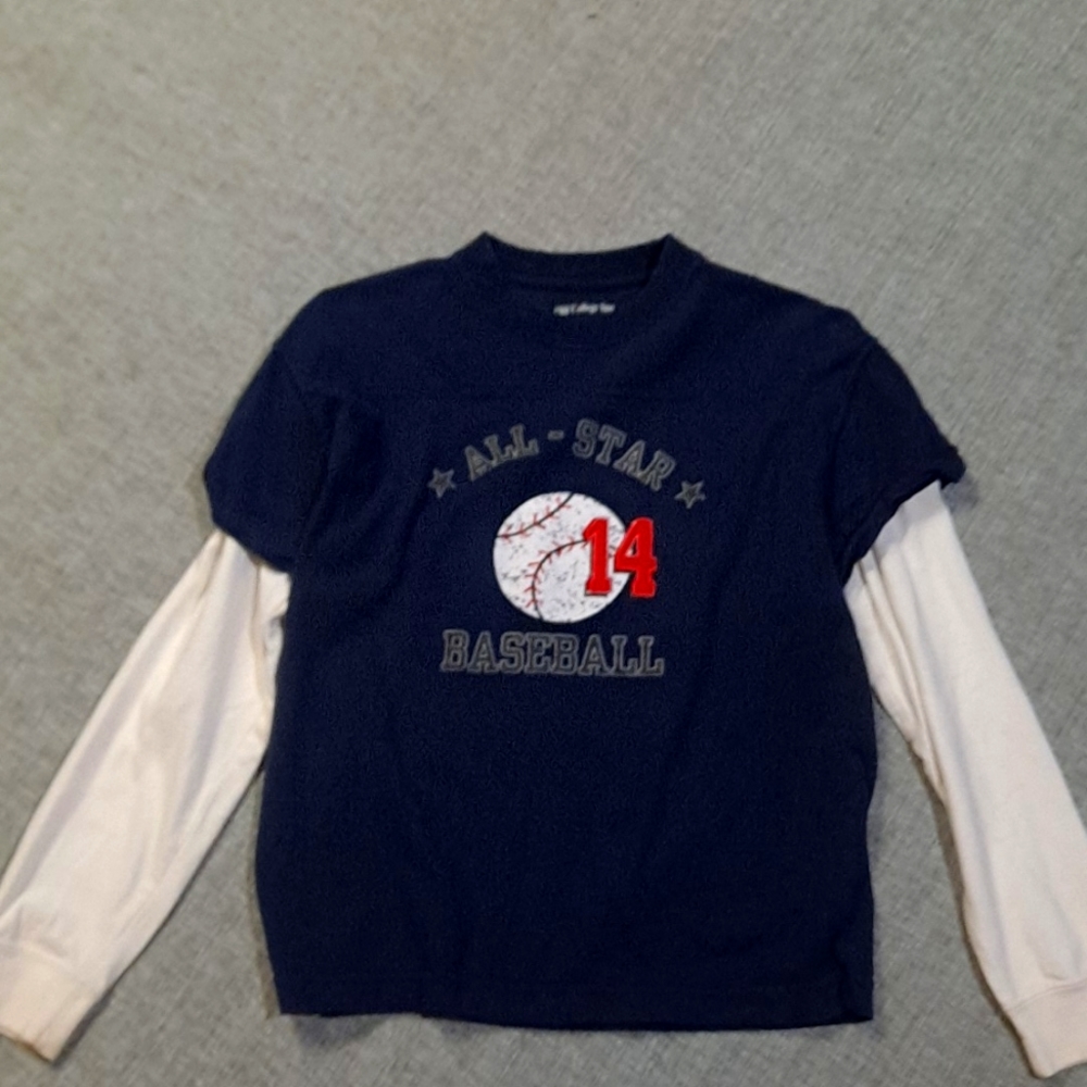Baseball Navy and White Boys Long Tee YSM